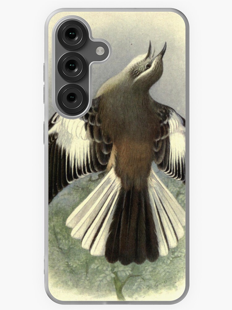 Thumbnail 1 of 4, Samsung Galaxy Phone Case, White-banded Mockingbird by Henrik Grønvold from "Birds of La Plata" by William Henry Hudson, 1920 designed and sold by mariapopova.