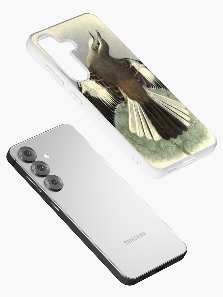 Thumbnail 2 of 4, Samsung Galaxy Phone Case, White-banded Mockingbird by Henrik Grønvold from "Birds of La Plata" by William Henry Hudson, 1920 designed and sold by mariapopova.