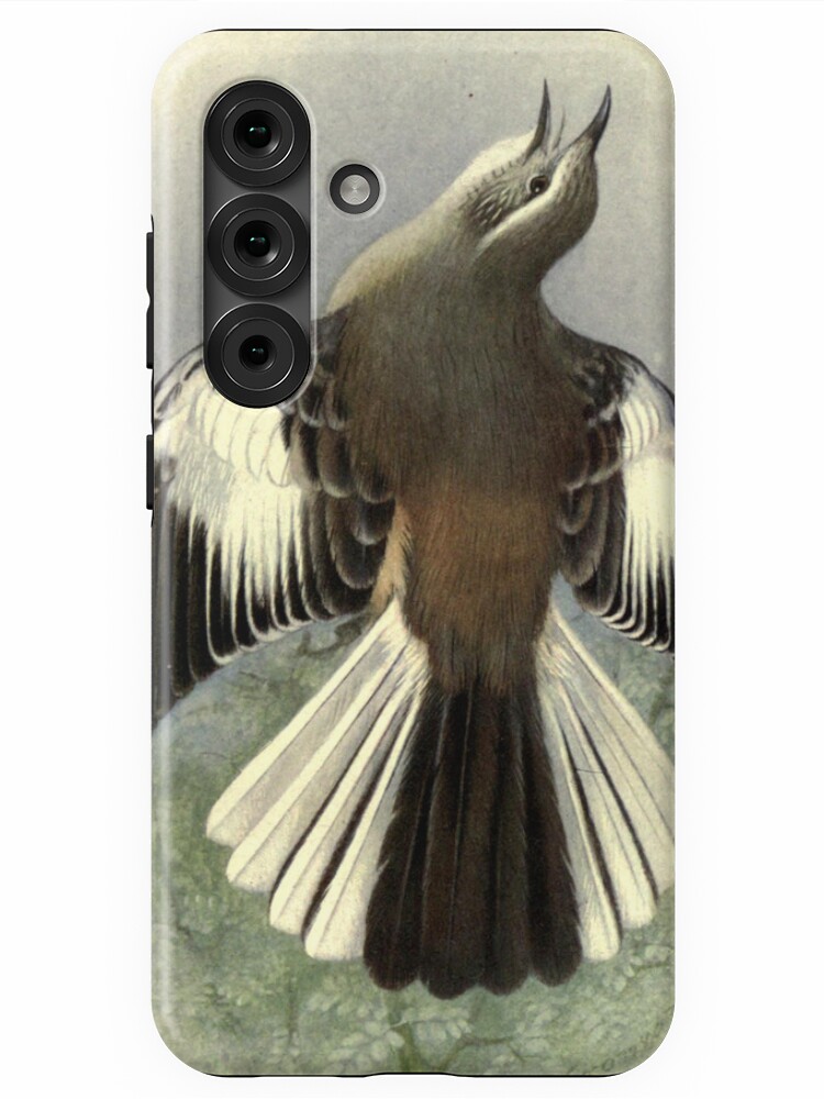 Thumbnail 1 of 4, Samsung Galaxy Phone Case, White-banded Mockingbird by Henrik Grønvold from "Birds of La Plata" by William Henry Hudson, 1920 designed and sold by mariapopova.