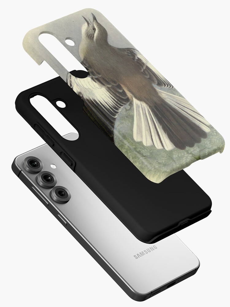 Thumbnail 2 of 4, Samsung Galaxy Phone Case, White-banded Mockingbird by Henrik Grønvold from "Birds of La Plata" by William Henry Hudson, 1920 designed and sold by mariapopova.