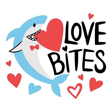 Artwork thumbnail, love bites shark funny gift by ozolee