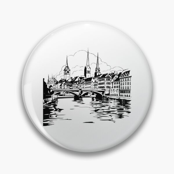 Item preview, Zurich Switzerland Swiss Limmat River Lake Town Downtown  designed and sold by inkoutninja.