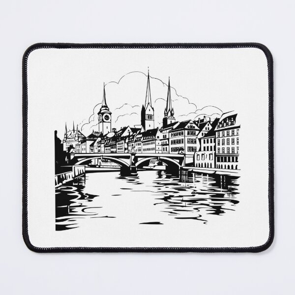 Item preview, Zurich Switzerland Swiss Limmat River Lake Town Downtown designed and sold by inkoutninja.