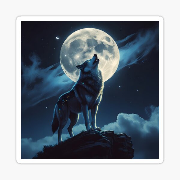 Aperçu de l'œuvre Lone Wolf Eclipse – Guidé par la Lune créée et vendue par Harmon Luxe Studio .