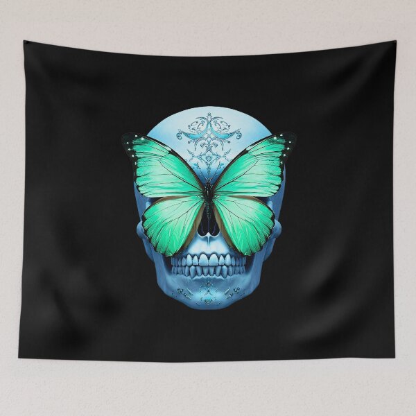 Item preview, Green Butterfly Skull designed and sold by TheSkullRoom.