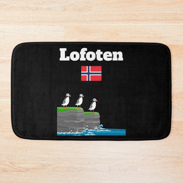 Item preview, Lofoten souvenir Puffin Colony Sea Cliffs Norway flag  designed and sold by Artstastic.