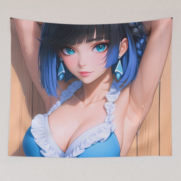 Item preview, Yelan Genshin Impact Blue Ribbon Bikini Confident Stare Anime Girl Waifu Game designed and sold by mildaclairmo.