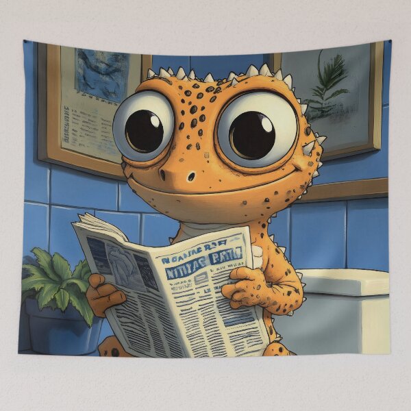 Item preview, Animal Toilet Wide-Eyed Orange Gecko Discovers Surprising Botanical Bathroom News designed and sold by mildaclairmo.