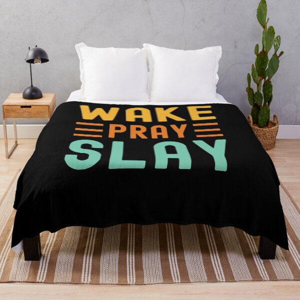 Item preview, Wake Pray Slay retro Christian Prayer motivational saying designed and sold by snowry.