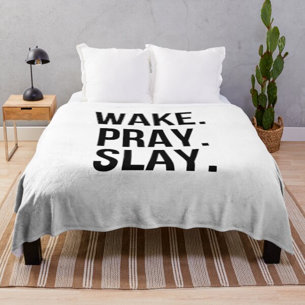 Item preview, Wake. Pray. Slay. Christian woman Prayer saying designed and sold by snowry.