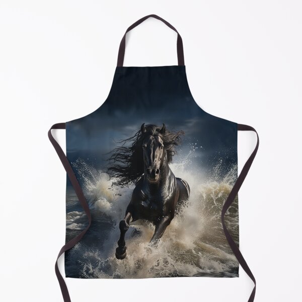 Item preview, Majestic Black Stallion running in Ocean Waves designed and sold by CritterWisdom.