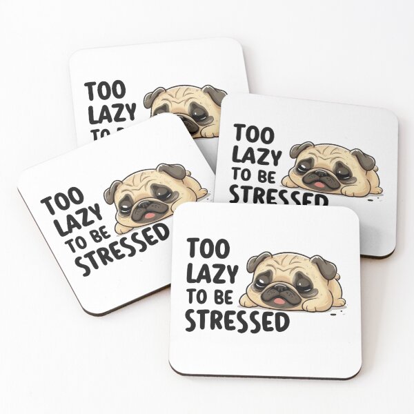 Item preview, Too Lazy to Be Stressed – Sleeping Cartoon Pug designed and sold by Pug Life Prints.