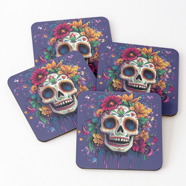 Item preview, Vibrant sugar skull with colorful flowers designed and sold by JustaKiss822.