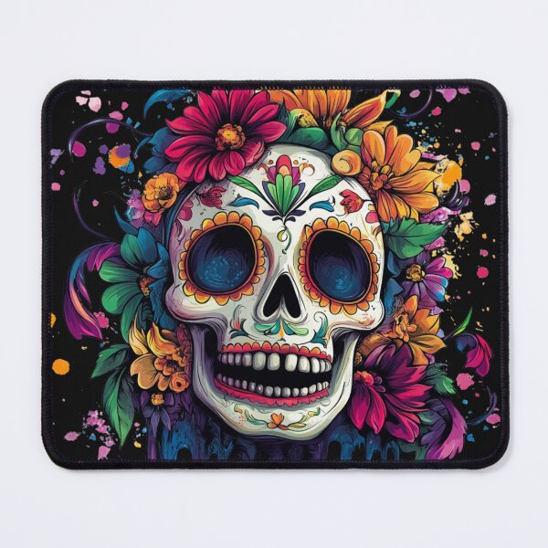 Item preview, Vibrant sugar skull with colorful flowers designed and sold by JustaKiss822.