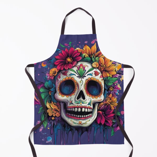 Item preview, Vibrant sugar skull with colorful flowers designed and sold by JustaKiss822.