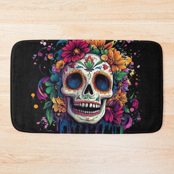 Item preview, Vibrant sugar skull with colorful flowers designed and sold by JustaKiss822.