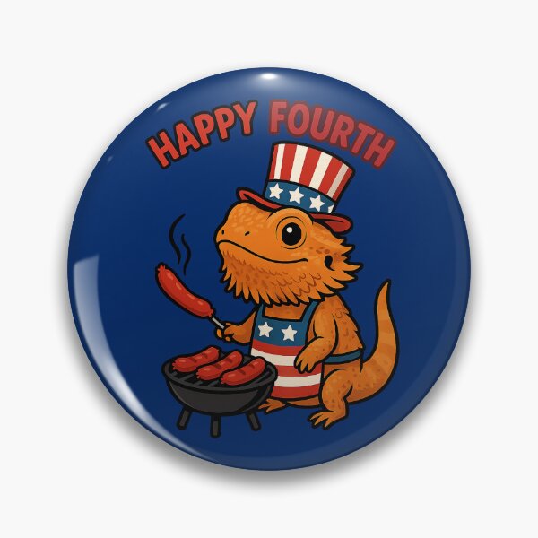 Item preview, Adorable Patriotic Bearded Dragon Grilling Hot Dogs – “Happy Fourth” Fourth of July designed and sold by Kindfolk.