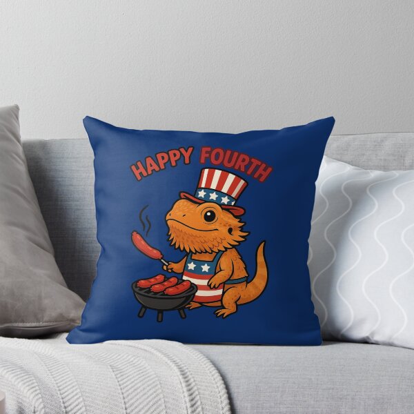 Item preview, Adorable Patriotic Bearded Dragon Grilling Hot Dogs – “Happy Fourth” Fourth of July designed and sold by Kindfolk.