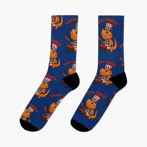 Item preview, Adorable Patriotic Bearded Dragon Grilling Hot Dogs – “Happy Fourth” Fourth of July designed and sold by Kindfolk.