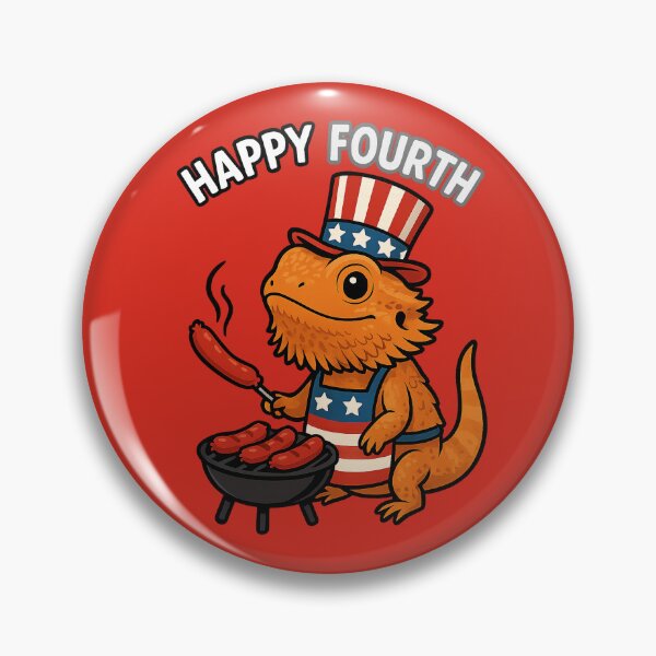 Item preview, Adorable Patriotic Bearded Dragon Grilling Hot Dogs – “Happy Fourth” Fourth of July designed and sold by Kindfolk.