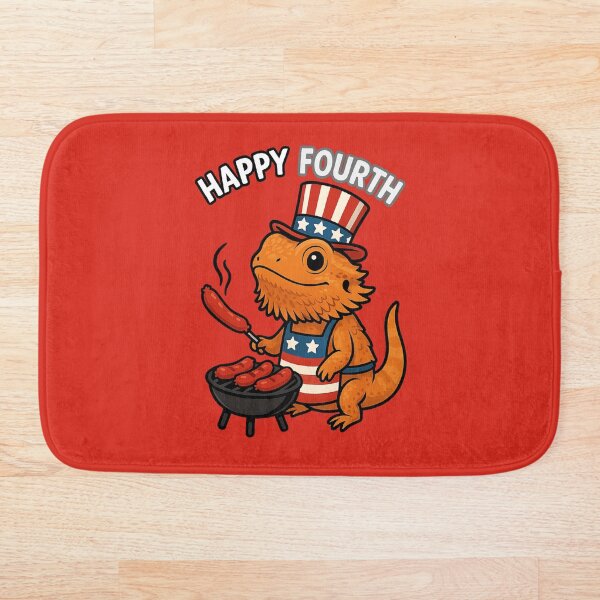 Item preview, Adorable Patriotic Bearded Dragon Grilling Hot Dogs – “Happy Fourth” Fourth of July designed and sold by Kindfolk.