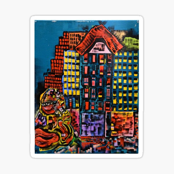Item preview, Canvas Painting of Abstract City scape and Character designed and sold by pascocharacters.