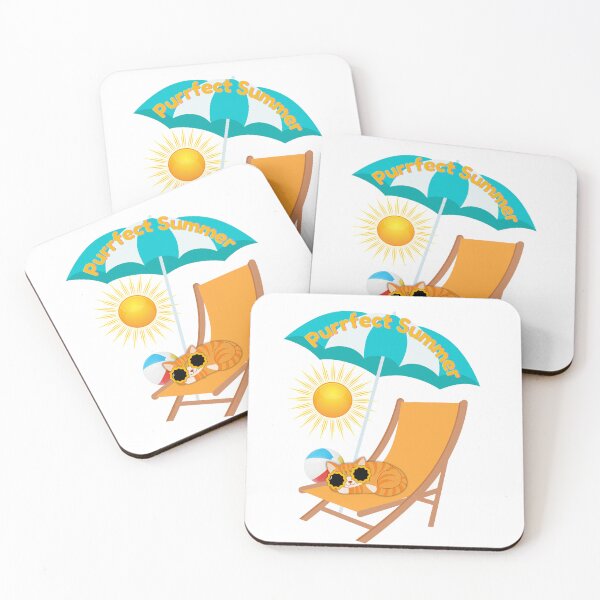 Item preview, Purrfect Summer Cat on Beach Chair with Umbrella – Cute Summer Cat Art designed and sold by Hasanify.