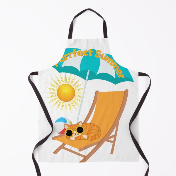 Item preview, Purrfect Summer Cat on Beach Chair with Umbrella – Cute Summer Cat Art designed and sold by Hasanify.
