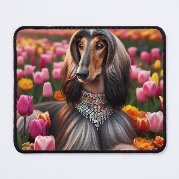 Item preview, Classy Afghan Hound Dog Lies Among Tulips designed and sold by Wags & Tails.
