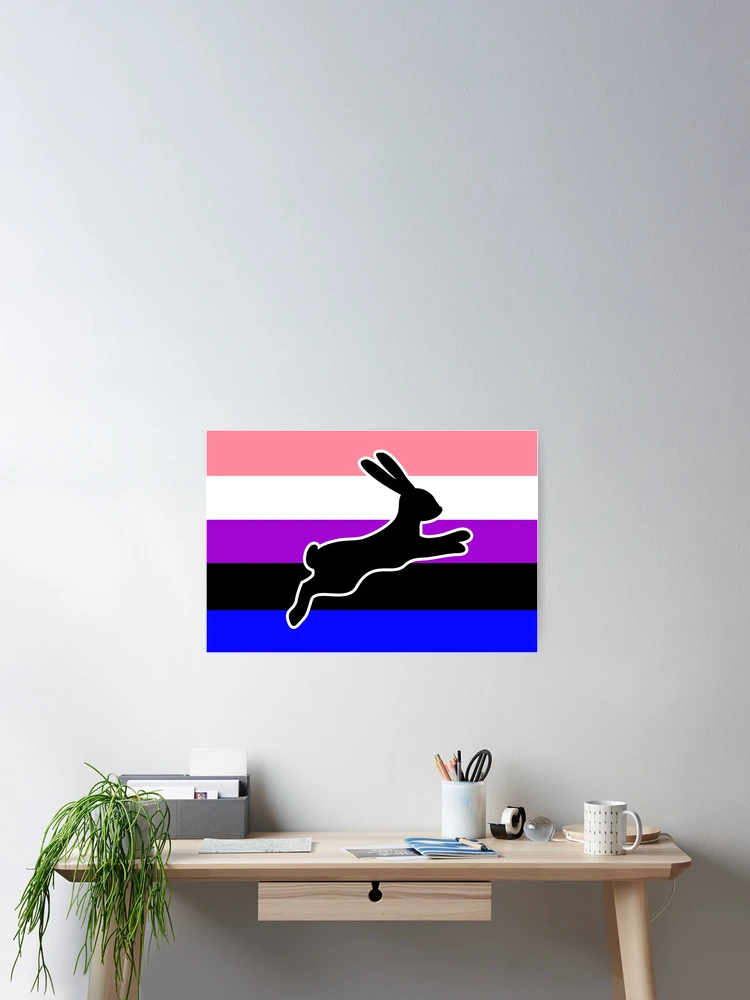 Thumbnail 2 of 3, Poster, Genderfluid Flag Color Block - Rabbit designed and sold by Proud-Rabbit.