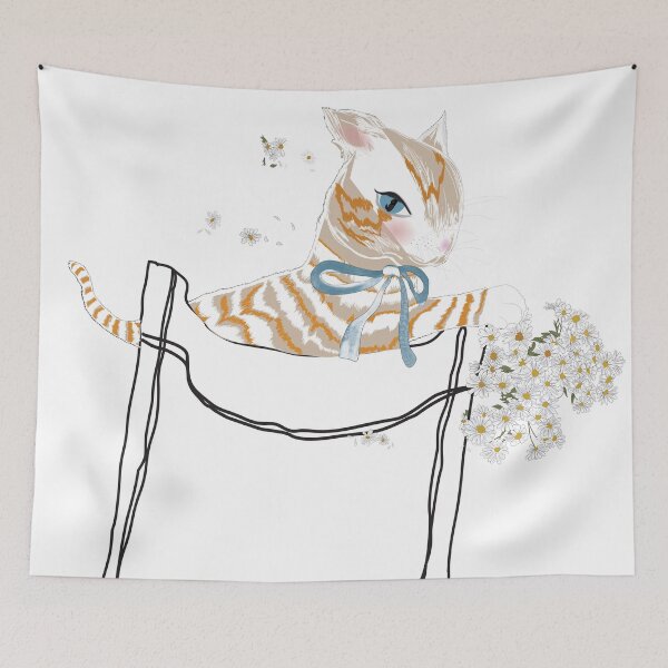 Item preview, In mini pocket collection Cute Orange Kitten playing White Daisy designed and sold by Miza Drops.