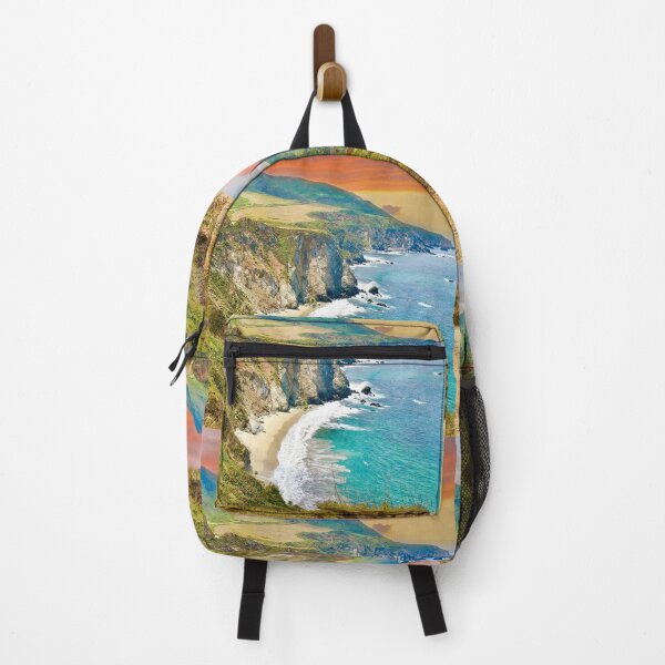 Item preview, Beautiful Big Sur California Dramatic Fiery Sunset Over Pacific Ocean with Bixby Bridge  designed and sold by Yogibear & Rachelle .