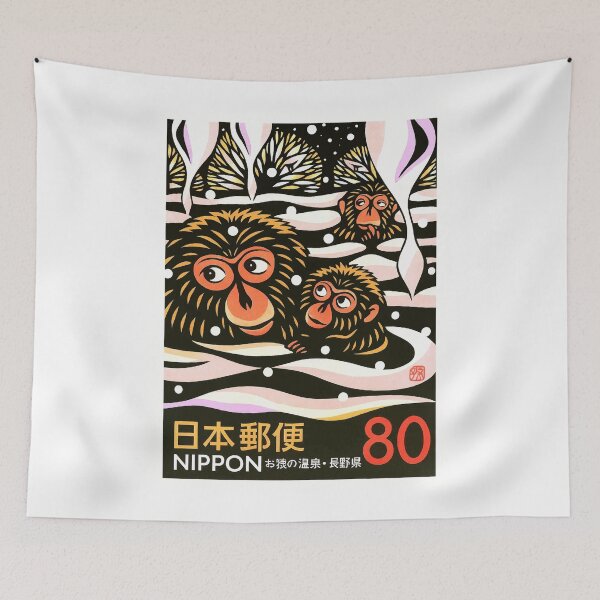 Item preview, Japan Nagano Snow Monkeys Poster Stamp designed and sold by retrographics.