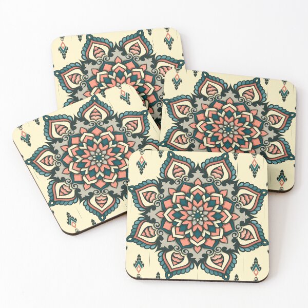 Item preview, Ethnic mandala tapestry with Persian Peach and Midnight Teal tones. designed and sold by RisaArt22.