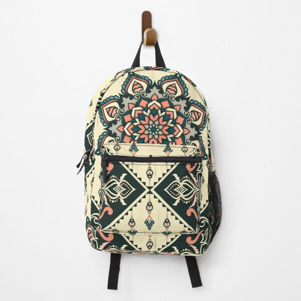Item preview, Ethnic mandala tapestry with Persian Peach and Midnight Teal tones. designed and sold by RisaArt22.