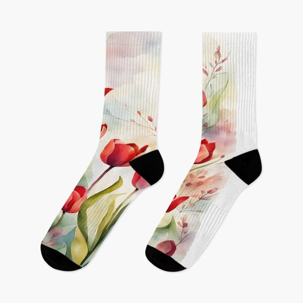 Item preview, Garden of red tulips in watercolor designed and sold by artedamensagem.