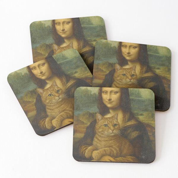 Item preview, Mona Lisa Holding Orange Cat Funny Parody Art designed and sold by iamwonderkitty.