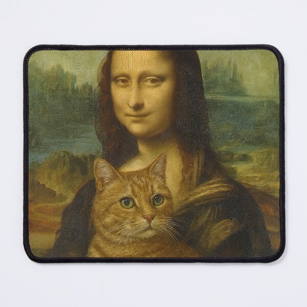 Item preview, Mona Lisa Holding Orange Cat Funny Parody Art designed and sold by iamwonderkitty.
