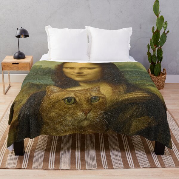 Item preview, Mona Lisa Holding Orange Cat Funny Parody Art designed and sold by iamwonderkitty.