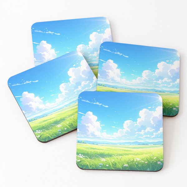 Item preview, Peaceful Grassfield Anime Scene designed and sold by aniscapes.