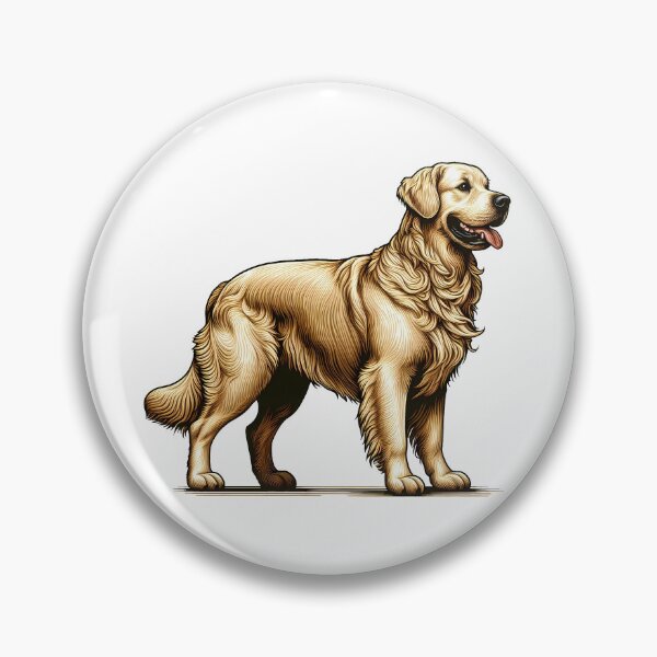 Item preview, Full Body Golden Retriever Illustration with Detailed Fur on Black Background designed and sold by cave-canvas.