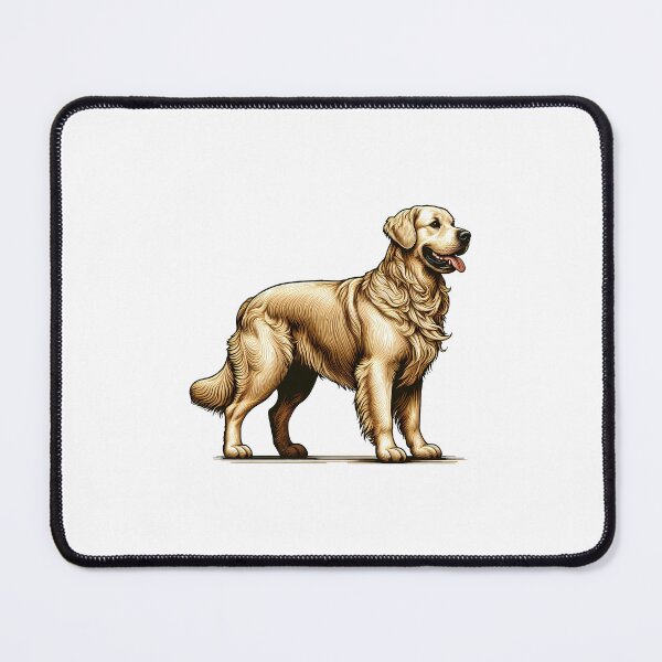 Item preview, Full Body Golden Retriever Illustration with Detailed Fur on Black Background designed and sold by cave-canvas.