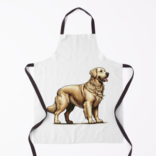 Item preview, Full Body Golden Retriever Illustration with Detailed Fur on Black Background designed and sold by cave-canvas.