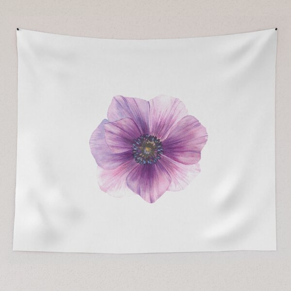 Item preview, Purple Anemone sticker. Watercolor flowers. botanical hand drawn sketch. Violet blooming bud designed and sold by BartolArt.