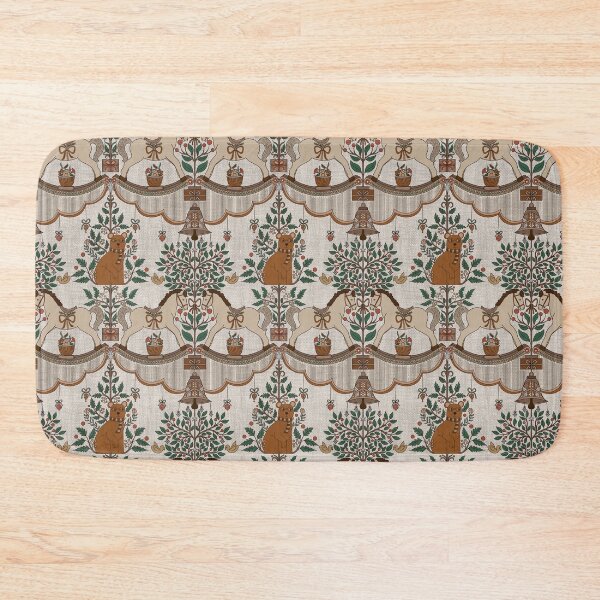Item preview, Vintage Woodland Christmas Bear Pattern with Ornaments designed and sold by DColourMuse.
