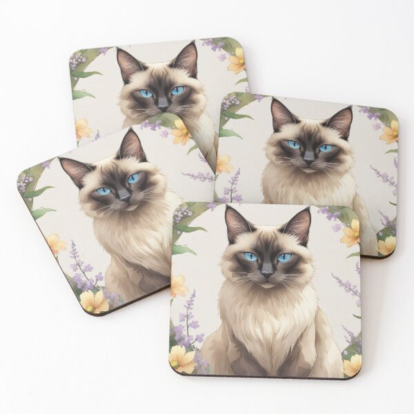 Item preview, Zephyr the Enigma – Bohemian Siamese Cat in Floral Circle designed and sold by WhiskerTales.