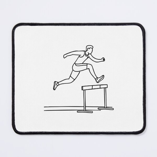 Item preview, A runner jumping over a hurdle obstacle on a racetrack designed and sold by rasagamastore.