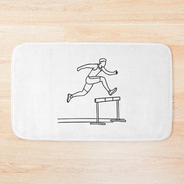 Item preview, A runner jumping over a hurdle obstacle on a racetrack designed and sold by rasagamastore.