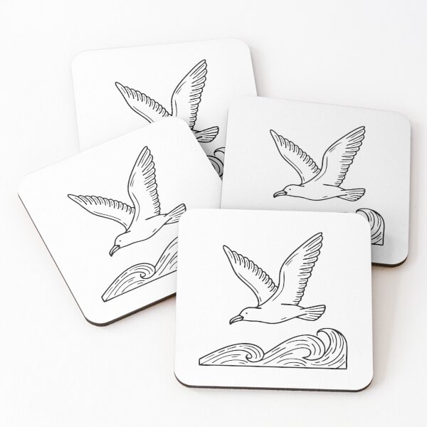Item preview, A seagull gliding above the ocean waves designed and sold by rasagamastore.