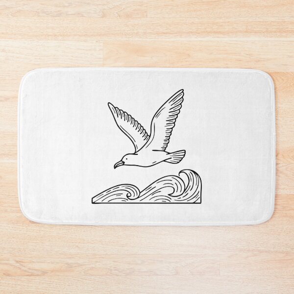 Item preview, A seagull gliding above the ocean waves designed and sold by rasagamastore.